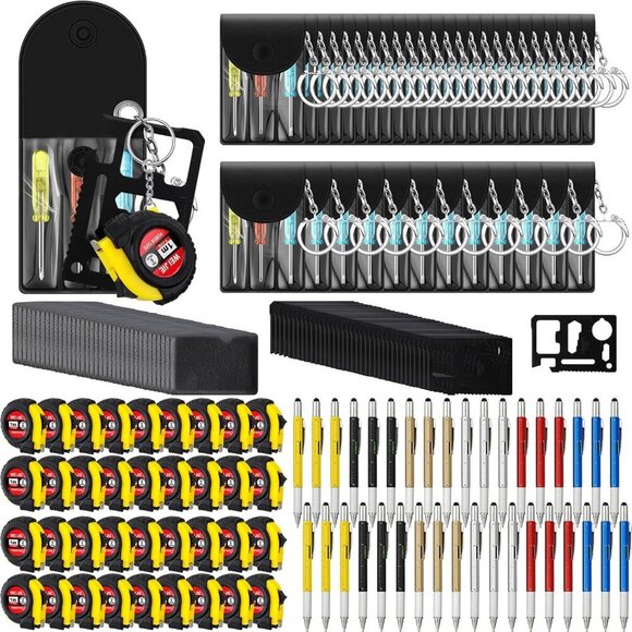 144 Pcs Mini Tape Screwdriver Keychain Set Fathers Gifts Employee Coworkers Men